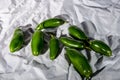 Lots of green hot jalapeno peppers